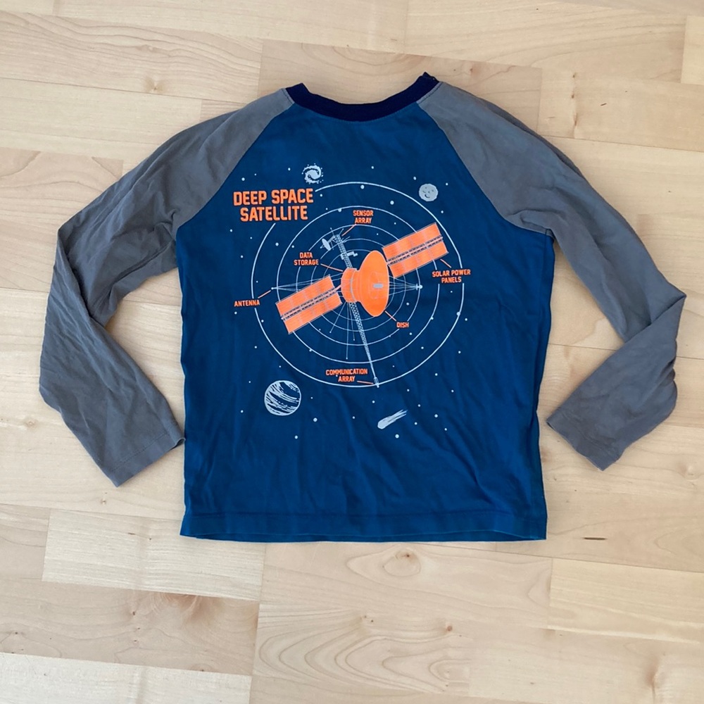 🎉 5 for $20 🎉Lands’ End Kids Tee Size 5-6 M Long Sleeve Space Grey Blue